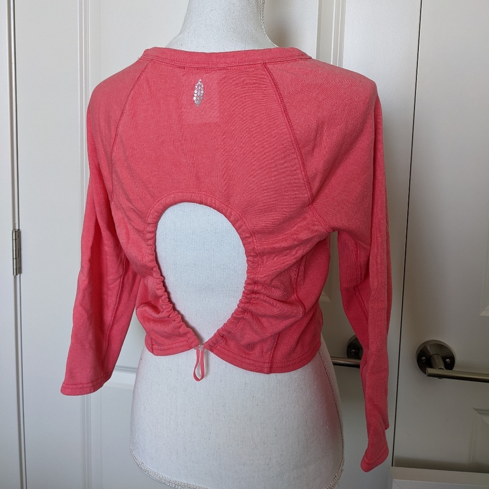 Free People MOVEMENT Crop Workout Yoga Top Circle Cutout Back Boho